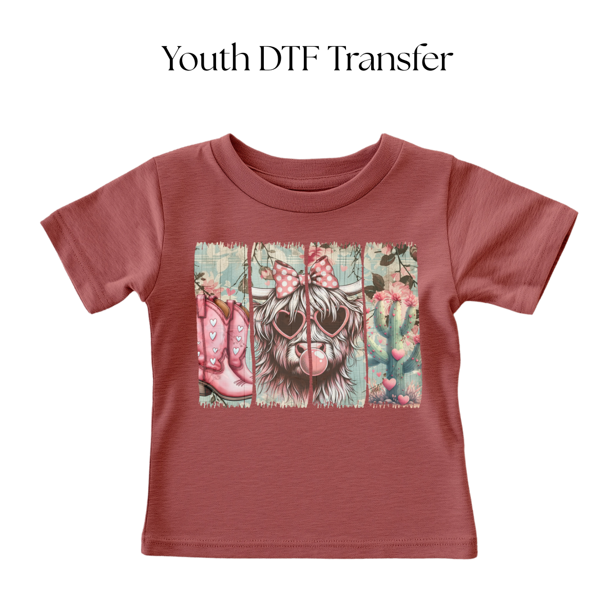 YOUTH Western Valentines Cow DTF Transfer