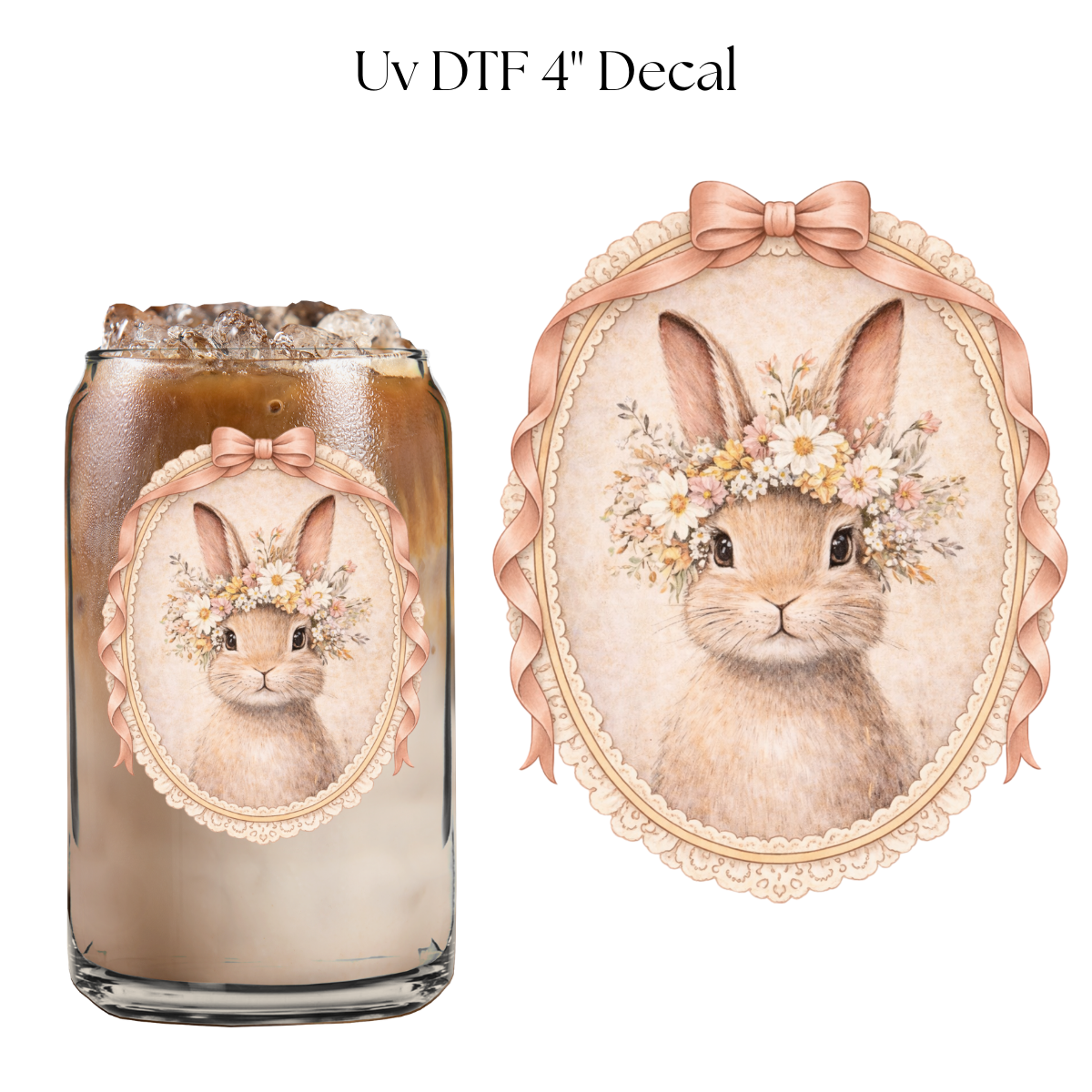 Coquette Bunny Frame 4” UV DTF Decal