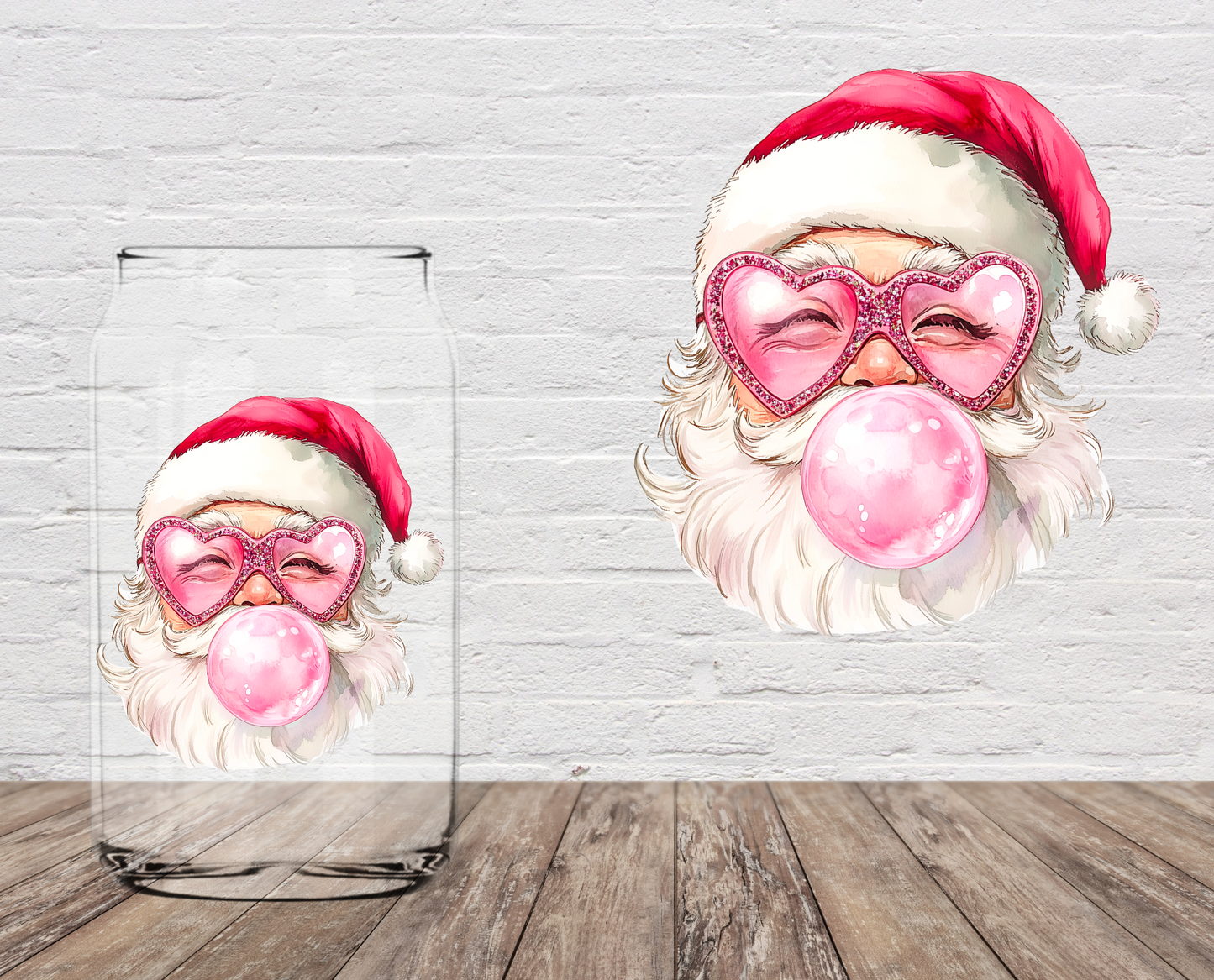 Bubble Gum Santa 4" UV DTF Double Sided