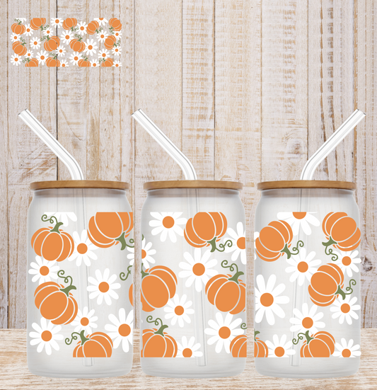 Pumpkins & White Flowers UV Wrap / Lid DOUBLE SIDED