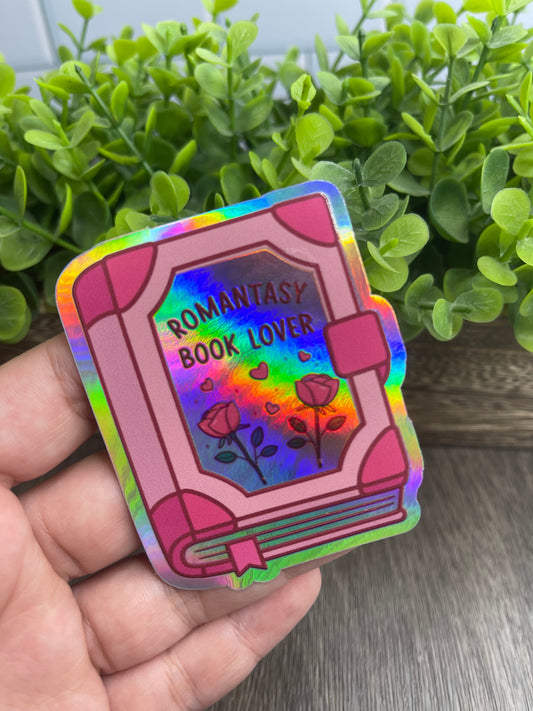 Romantasy Book Lover Holographic Vinyl Sticker