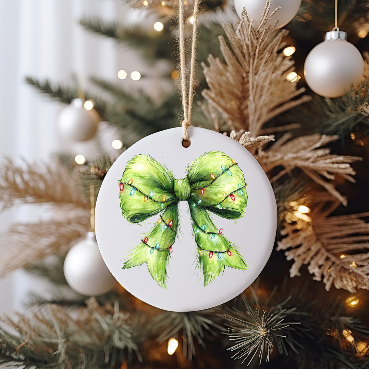 Green Monster Bow Ornament Size UV DTF DOUBLE SIDED