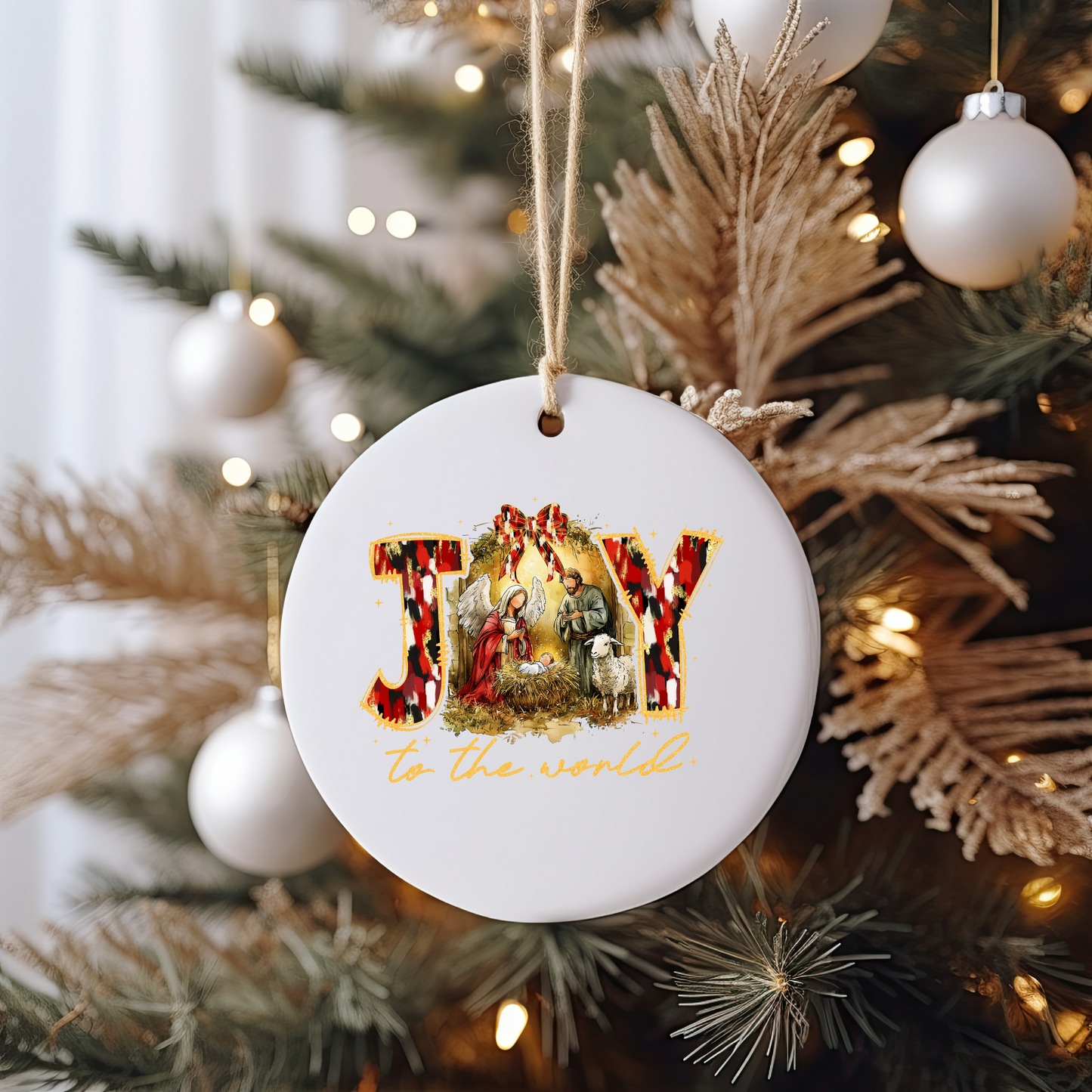 Joy To The World Ornament Size UV DTF DOUBLE SIDED