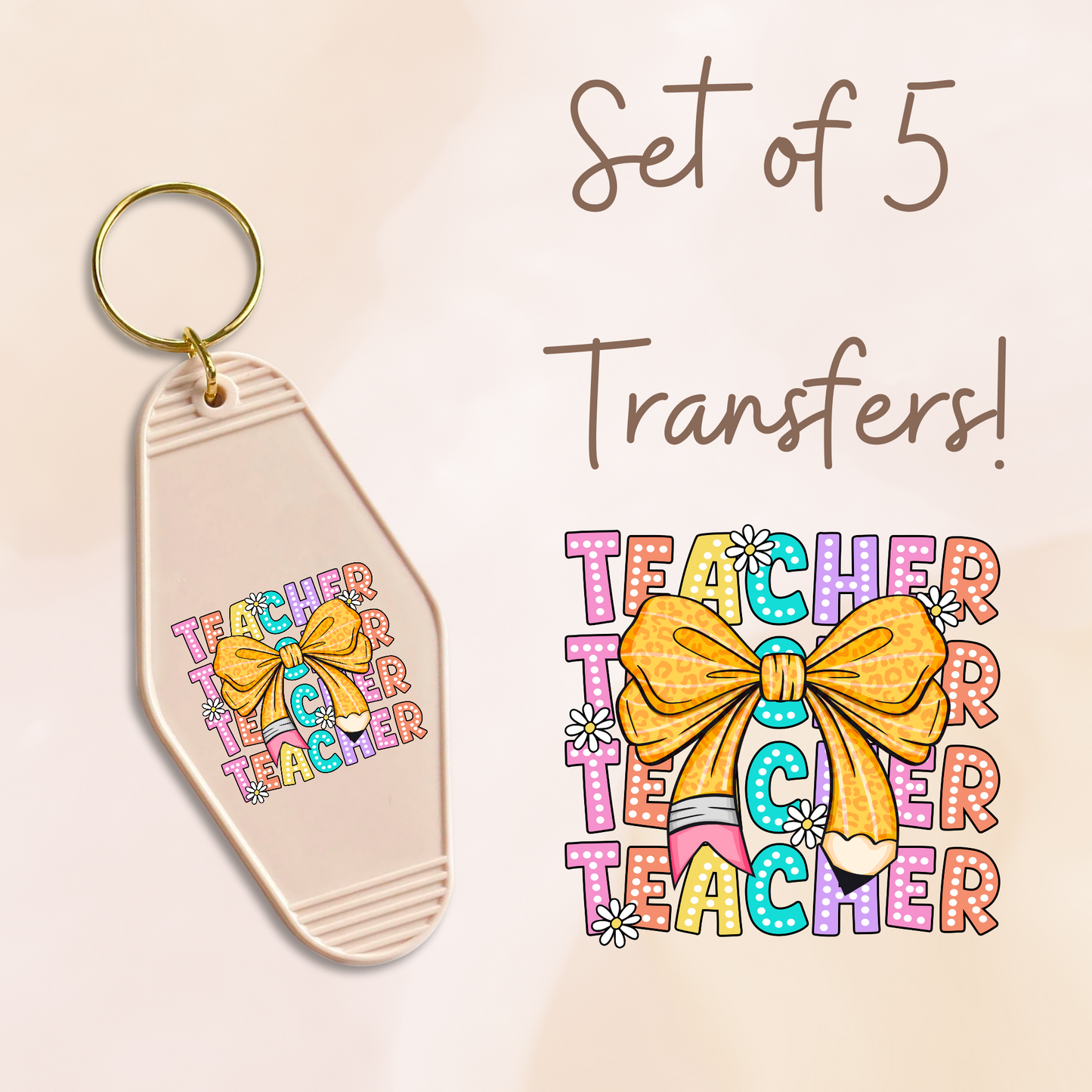 Teacher Yellow Bow (MOTEL KEYCHAIN)