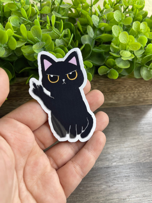Middle Finger Black Cat Vinyl Sticker