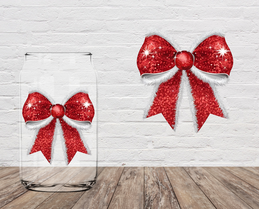 Glitter Red Bow 4" UV DTF