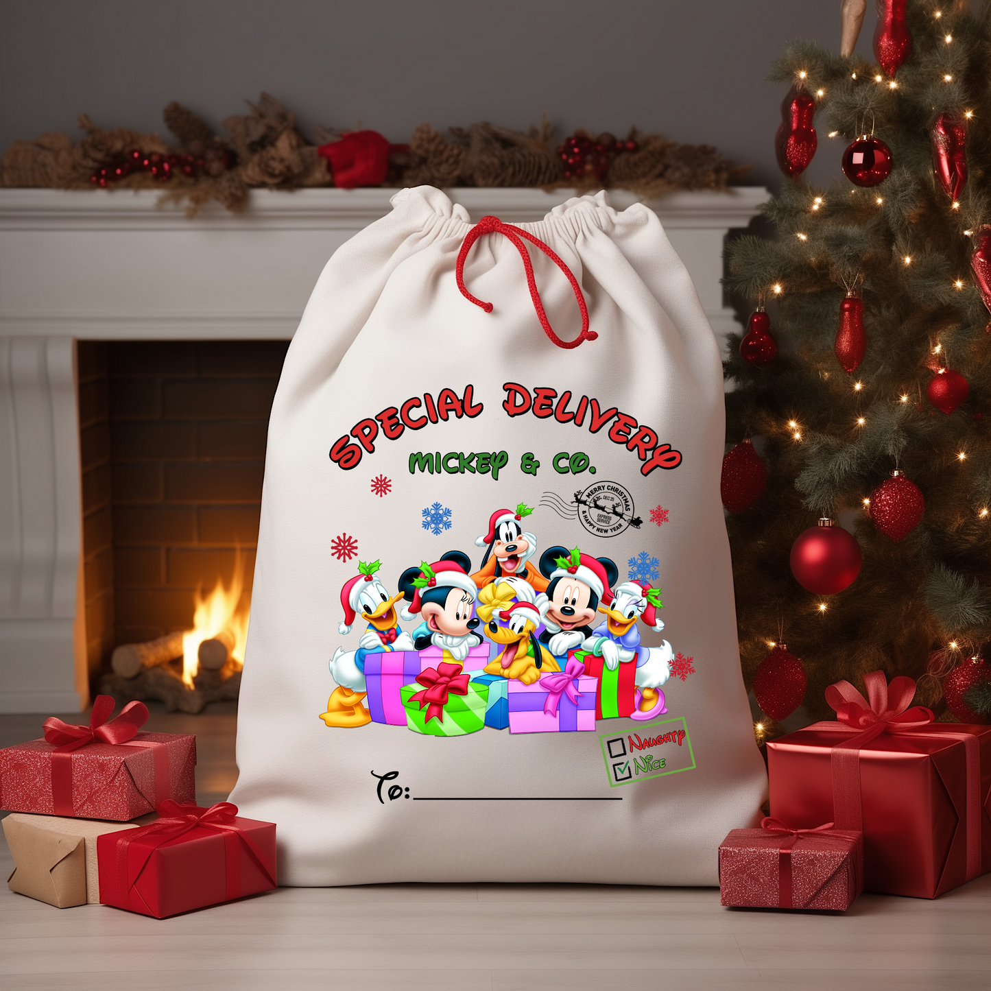 Magical Delivery Bright Colors Santa Sack DTF