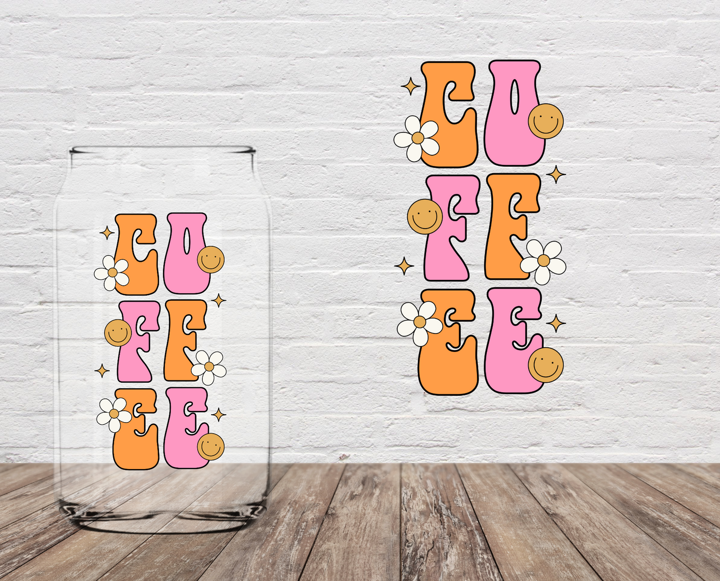 Coffee (Orange & Pink) 4" UV DTF DOUBLE SIDE