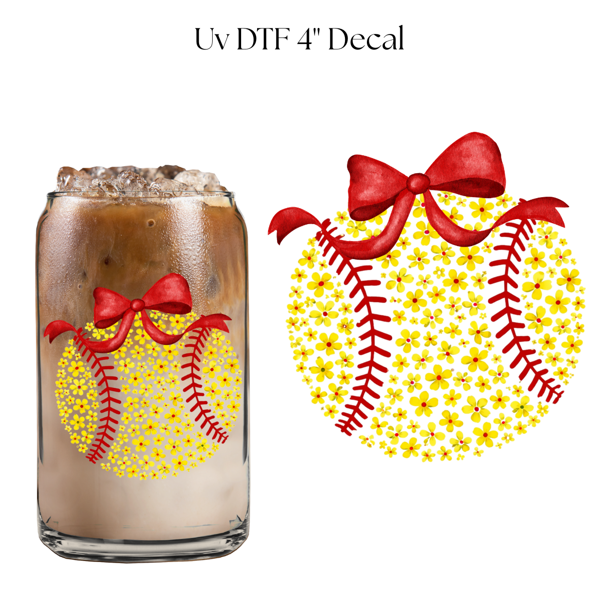 Softball Flowers 4” UV DTF Decal