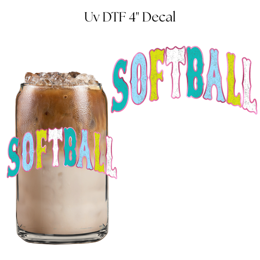 Distressed Softball 4” UV DTF Decal