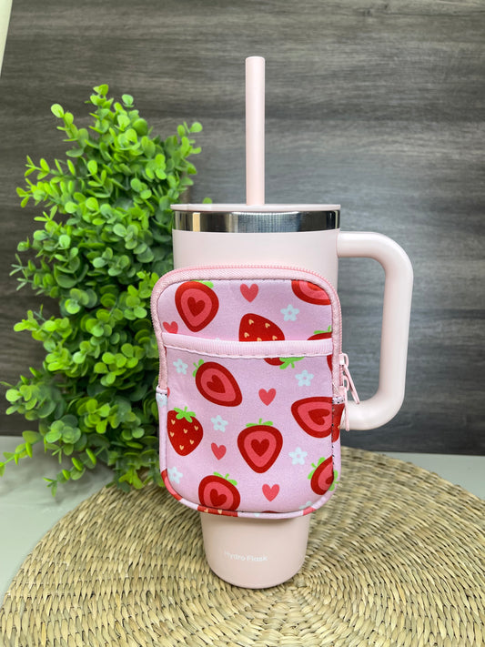 Strawberry & Hearts Tumbler Bag