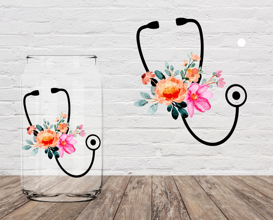 Floral Stethoscope 4" UV DTF