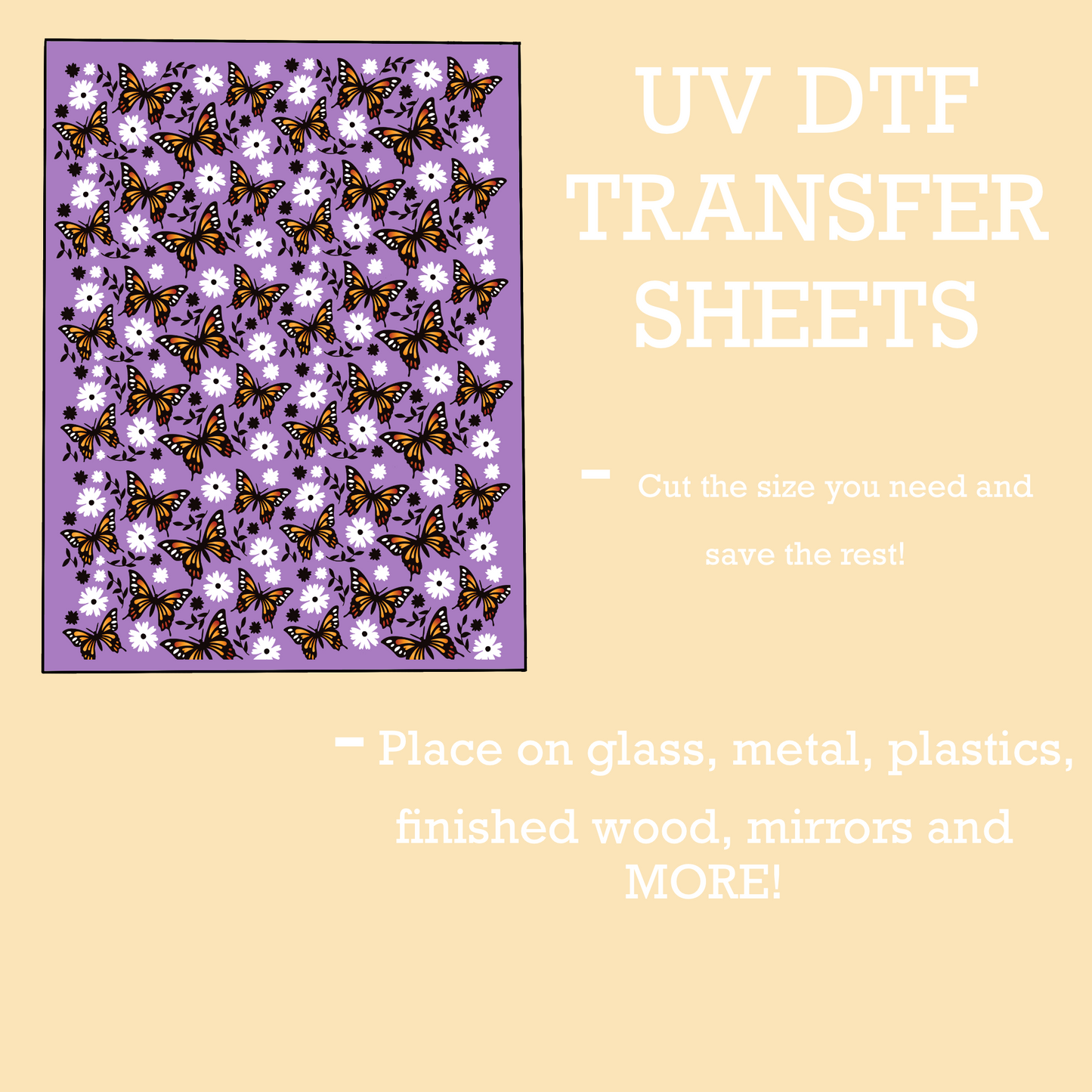 Orange Butterfly UV DTF SHEET