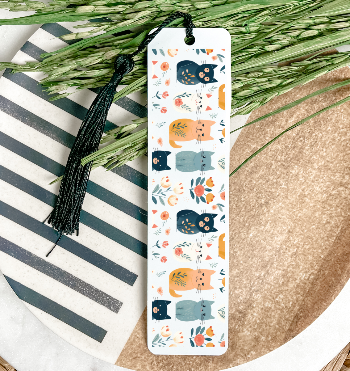 Cats & Floral UV DTF Bookmark DOUBLE SIDED