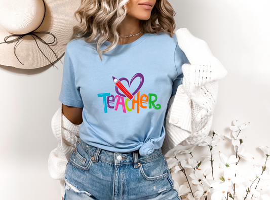 Teacher Purple Heart DTF TRANSFER