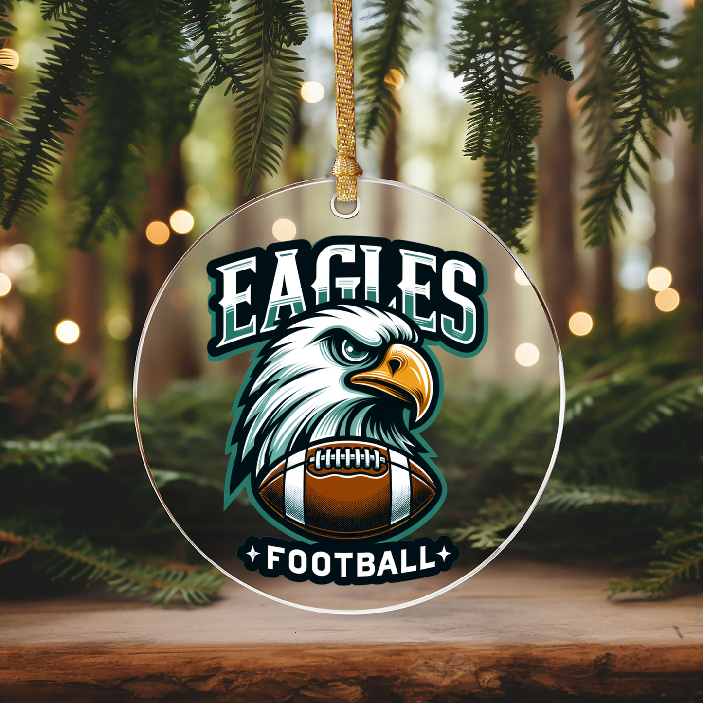 Eagles Football Ornament Size UV DTF DOUBLE SIDED