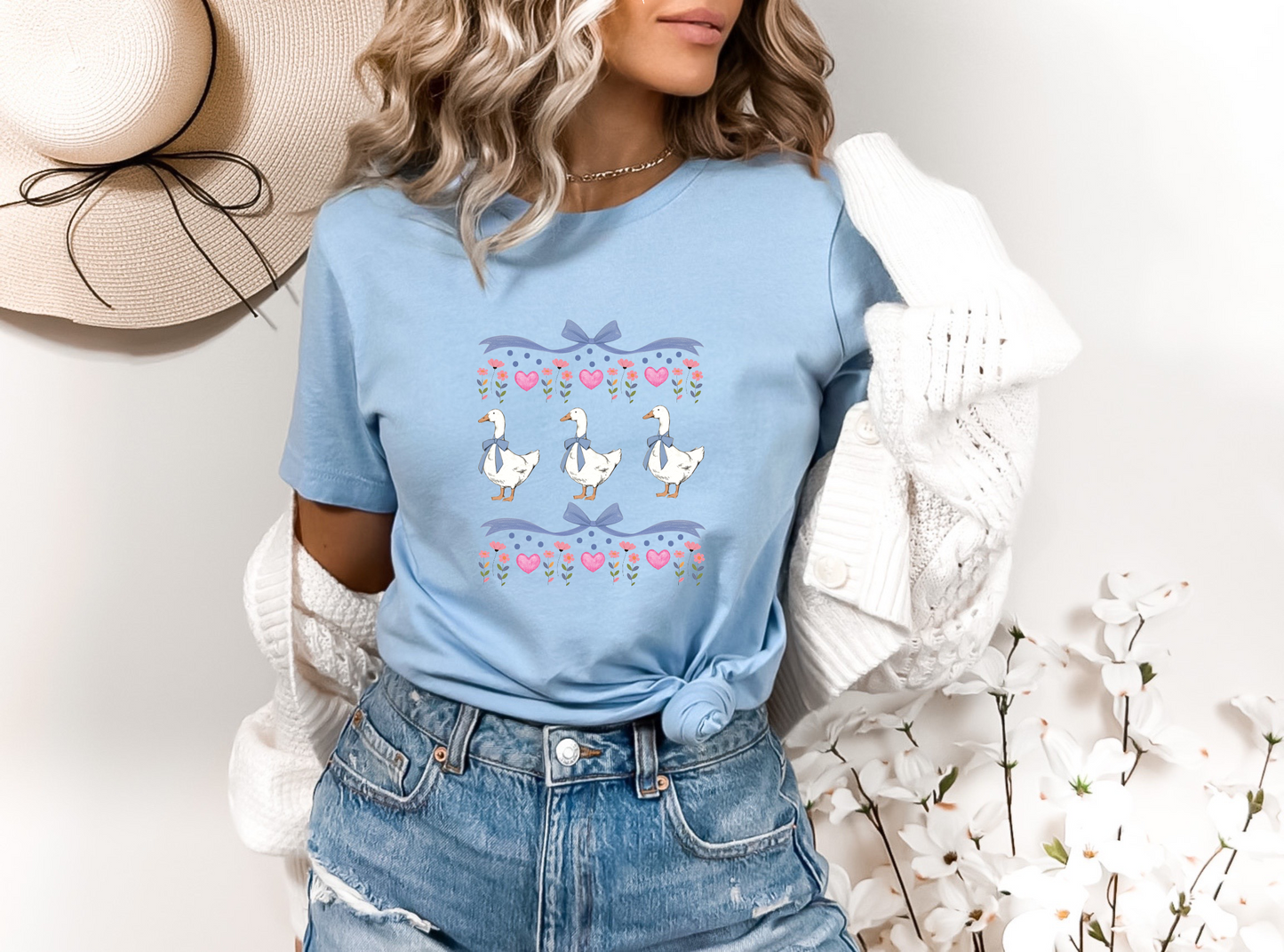 Ducks Pink Hearts DTF TRANSFER