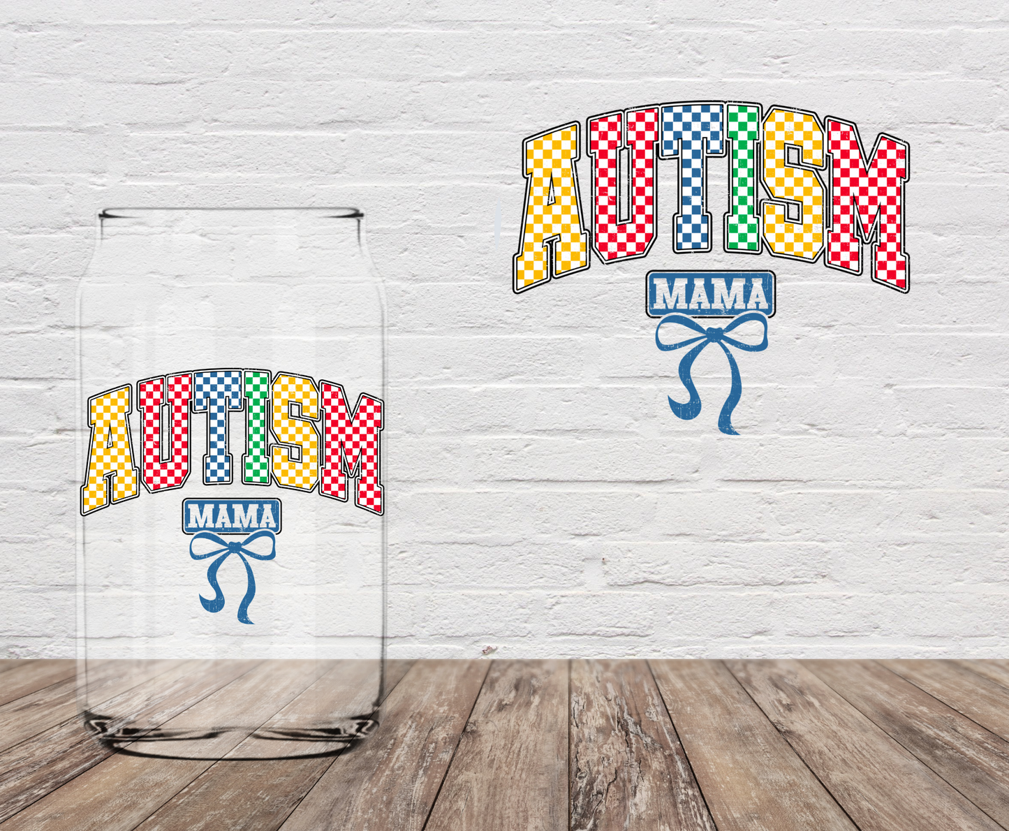 Autism Mama Checkered 4" UV DTF
