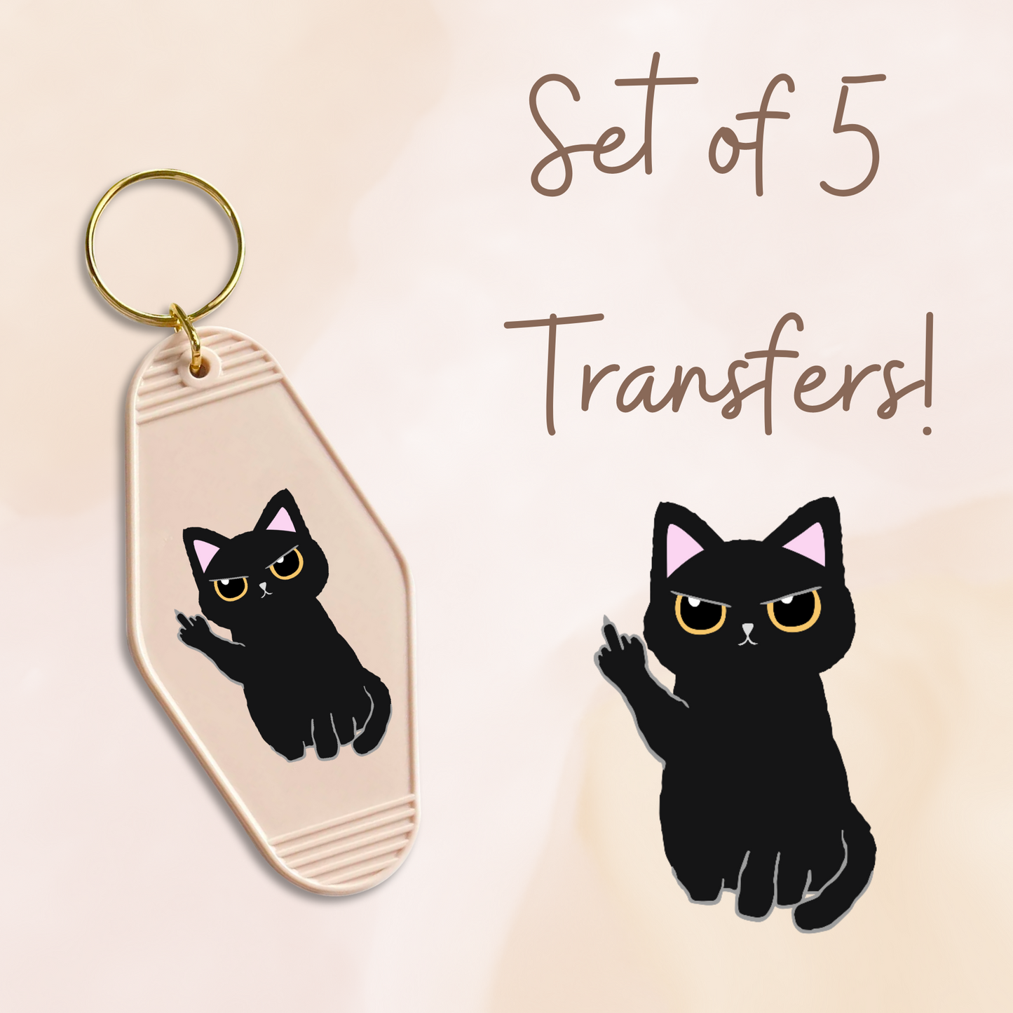 Middle Finger Up Black Cat (MOTEL KEYCHAIN)