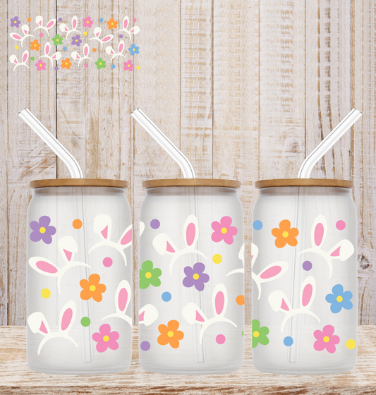 Bunny Ears With Flowers 16oz UV DTF