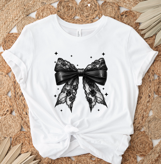 Stitched Black Bow DTF TRANSFER