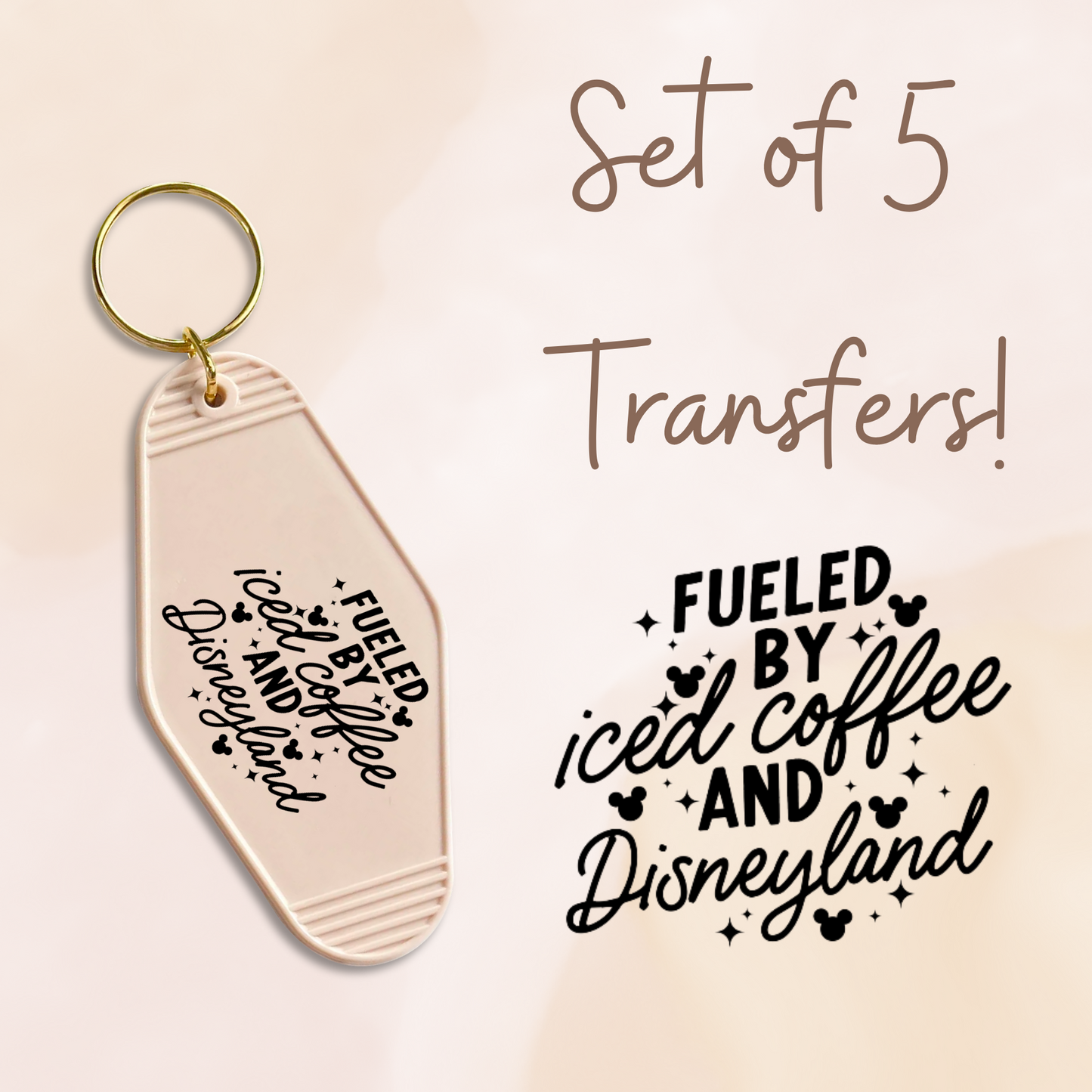 Fueled By Iced Coffee & Magical Land UV (MOTEL KEYCHAIN)