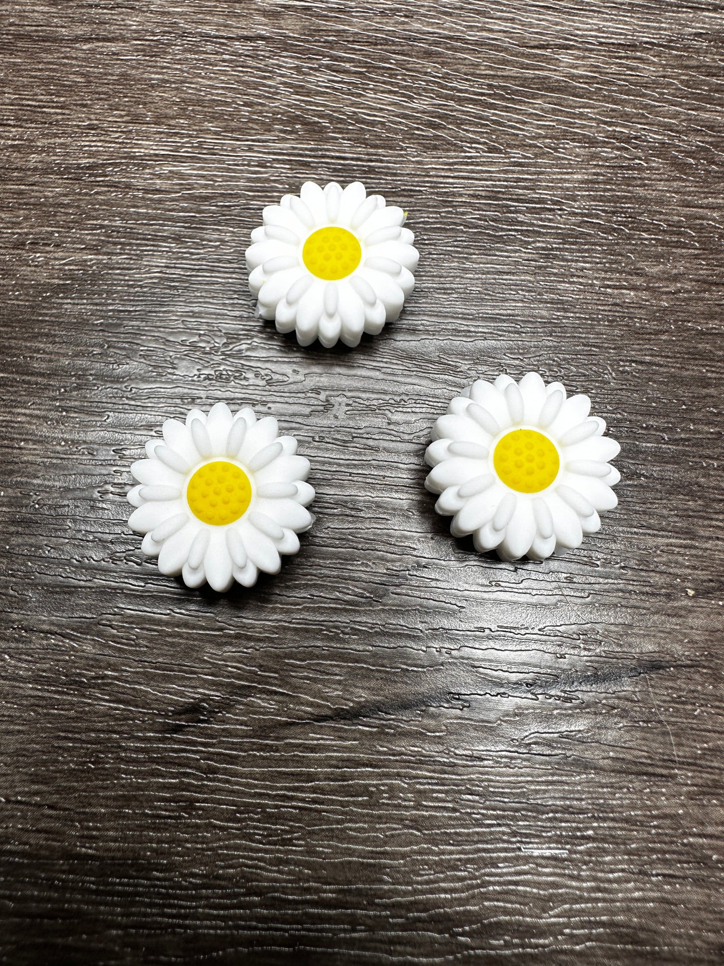 White Flower Focal Bead- Set of 3