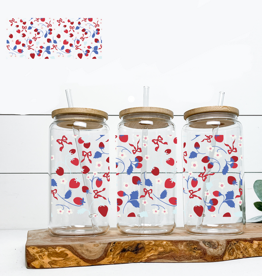 Patriotic Strawberries UV DTF WRAP DOUBLE SIDED