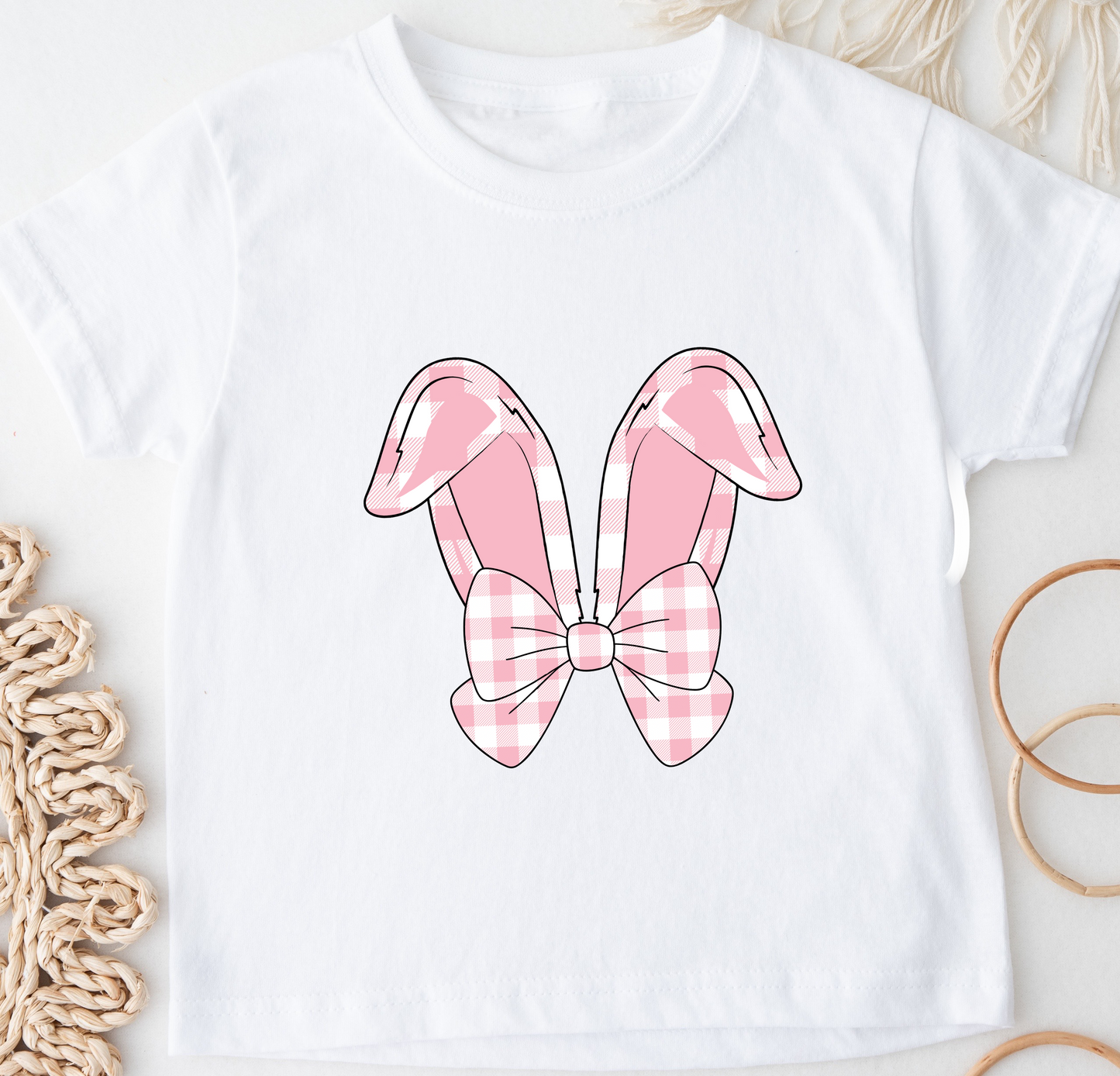 YOUTH Checkered Pink Bunny Ears DTF Transfer