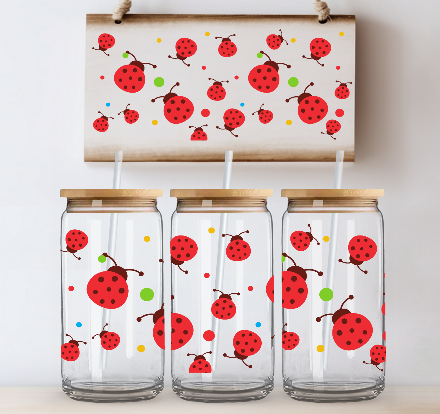 Ladybugs UV DTF Cup Wrap
