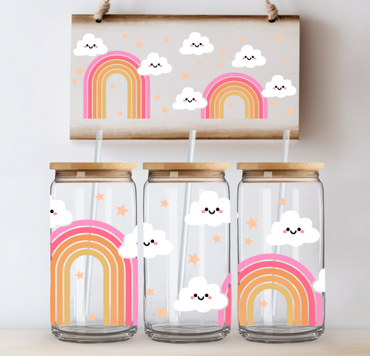 Pink Rainbow UV DTF Cup Wrap