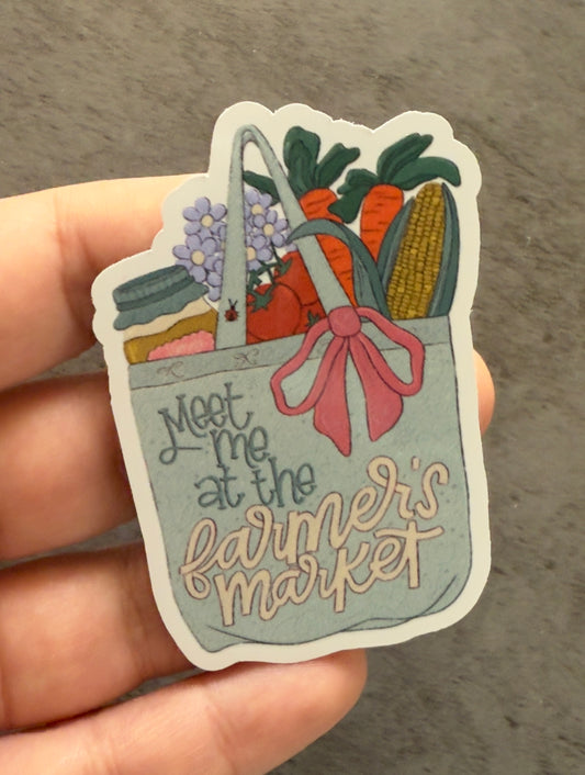 Meet Me At The Farmer's Market White Vinyl Sticker