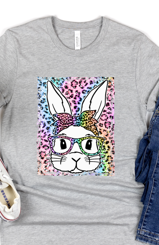 White Bunny Colorful Cheetah DTF