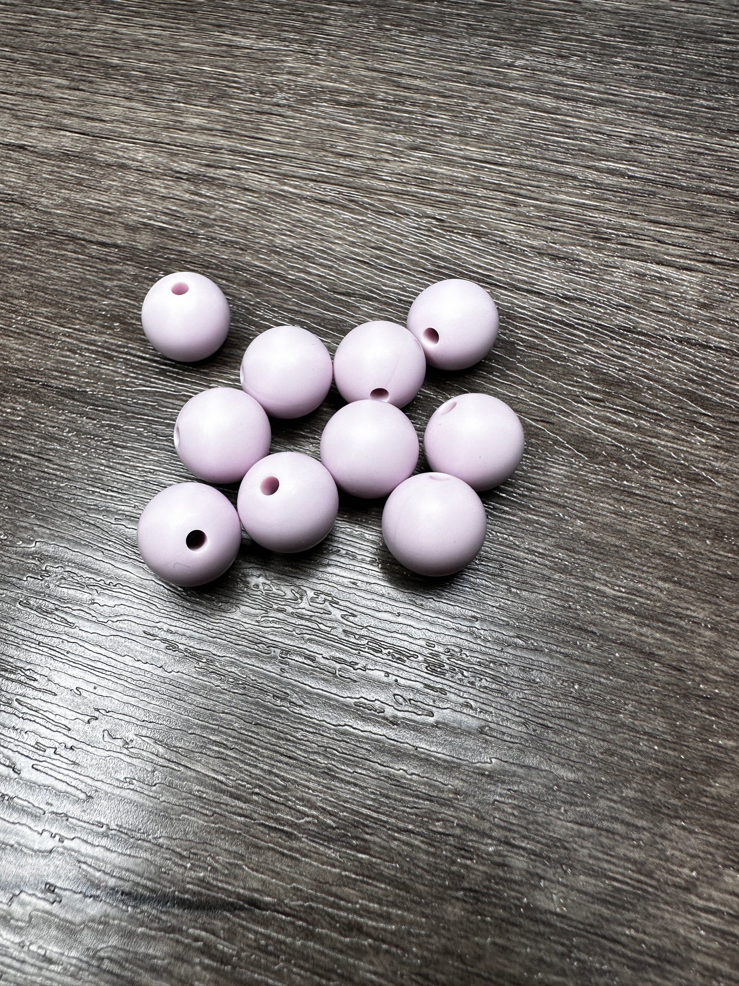 Light Purple Circle Silicone Round Bead- Set of 10