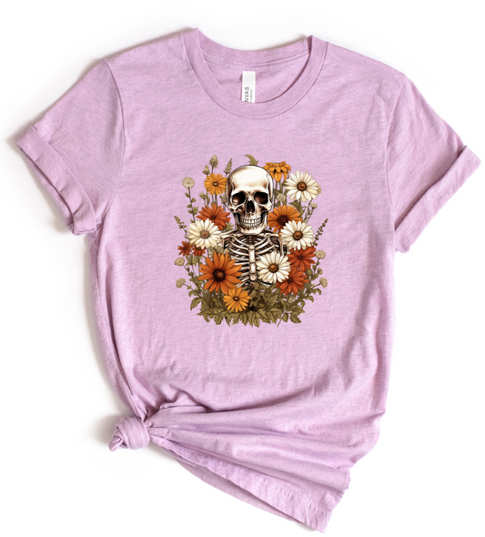 Skeleton Face Floral DTF