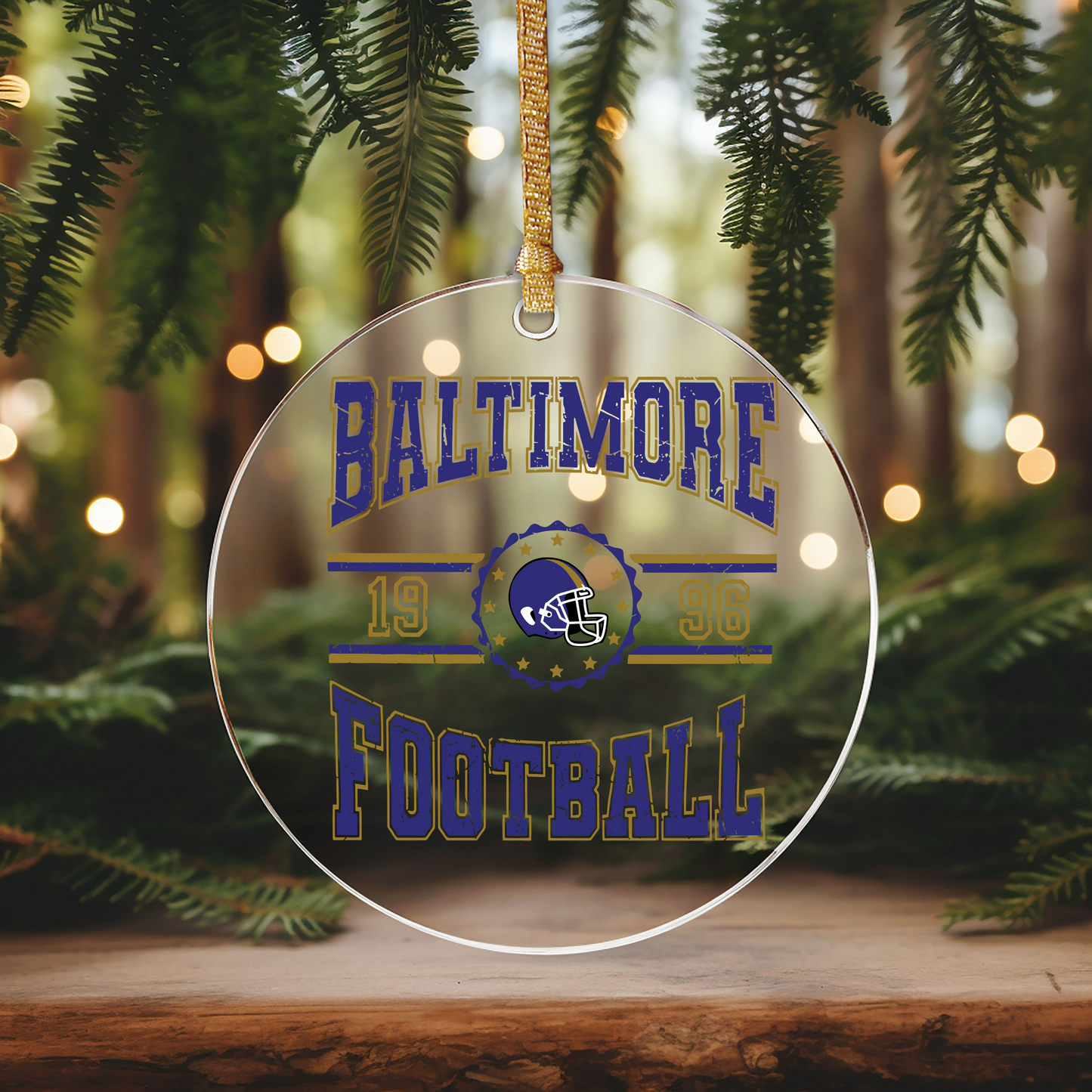 Baltimore Football Ornament Size UV DTF DOUBLE SIDED