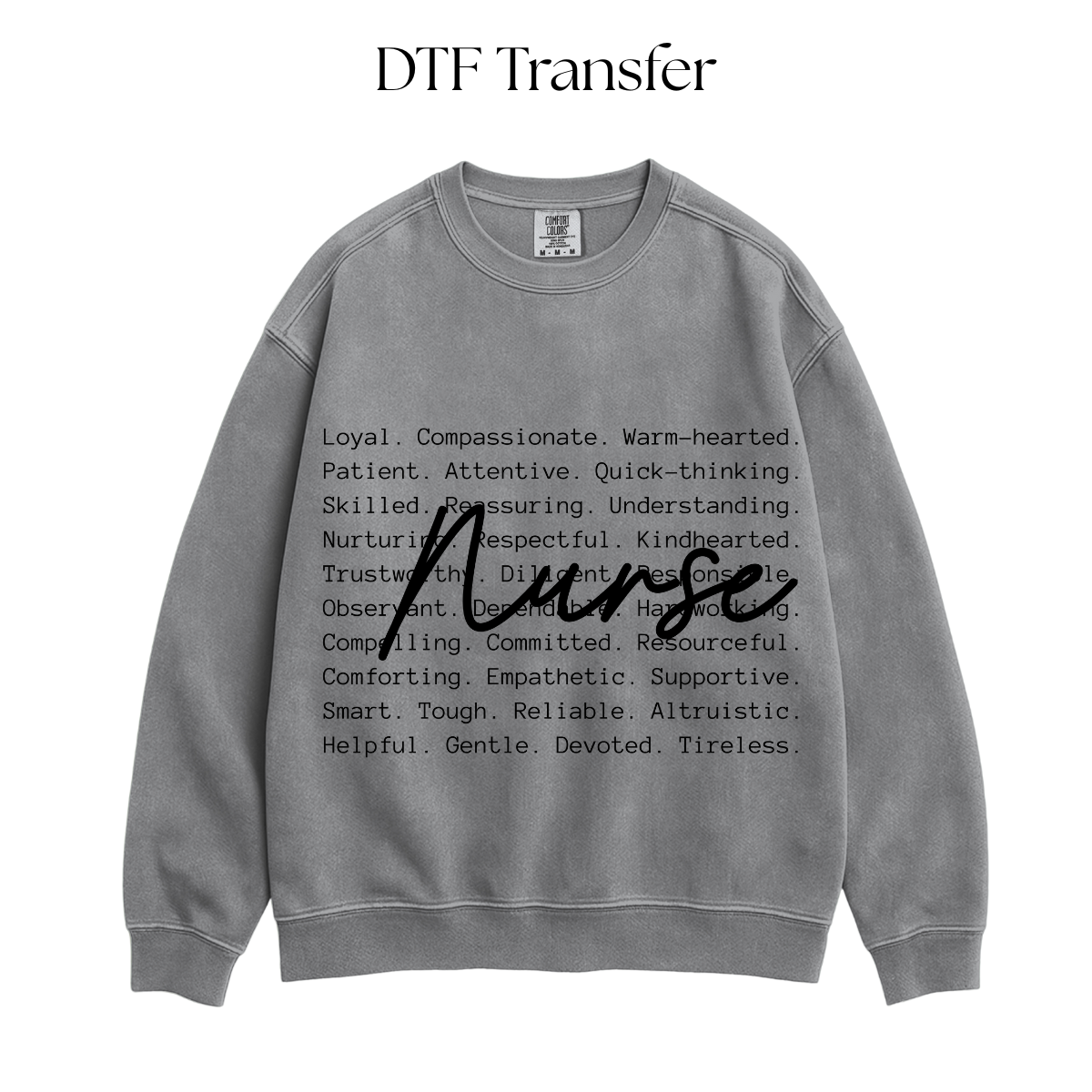 Nurse Definitions Black Single Color DTF Transfer