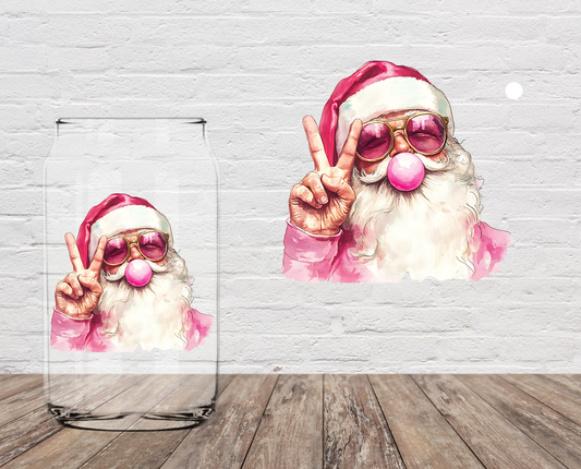 Pink Santa Peace 4" UV DTF