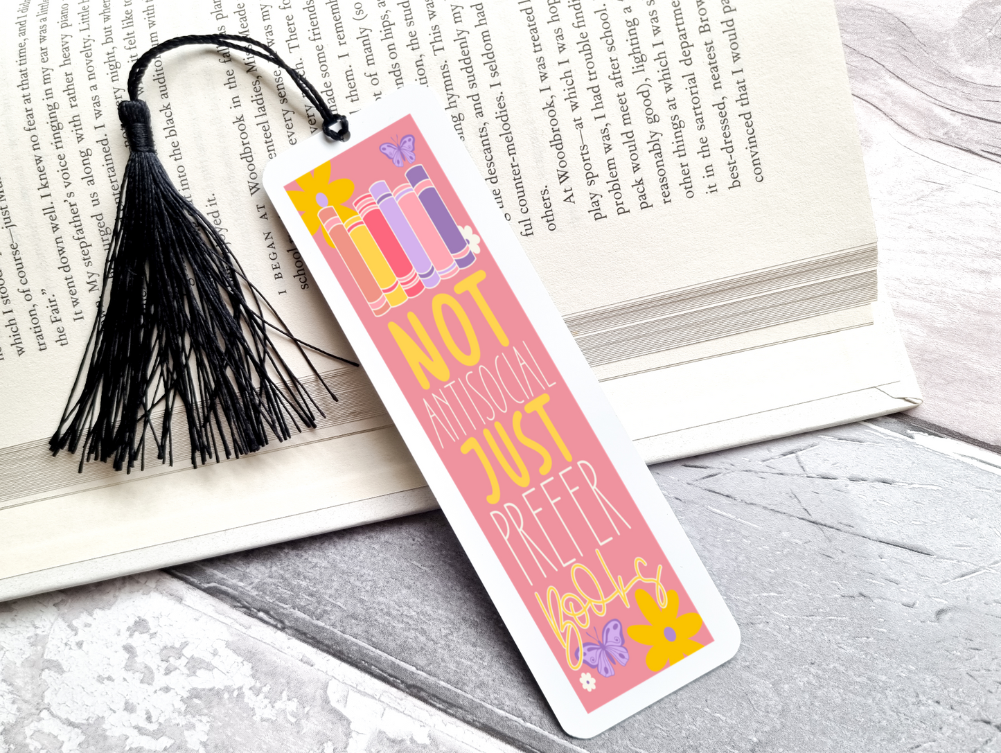 Not Antisocial Just Prefer Books UV DTF Bookmark DOUBLE SIDED