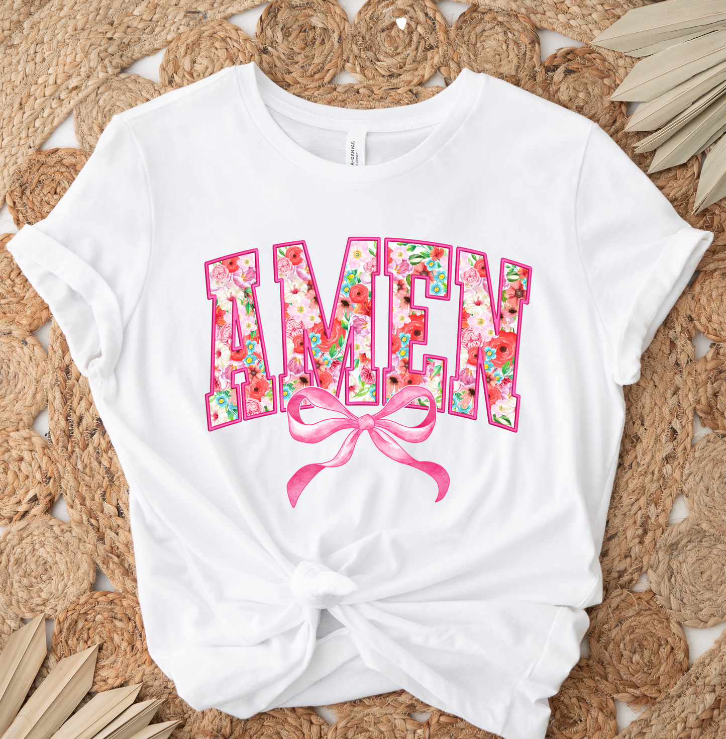 Amen Pink Bow DTF TRANSFER