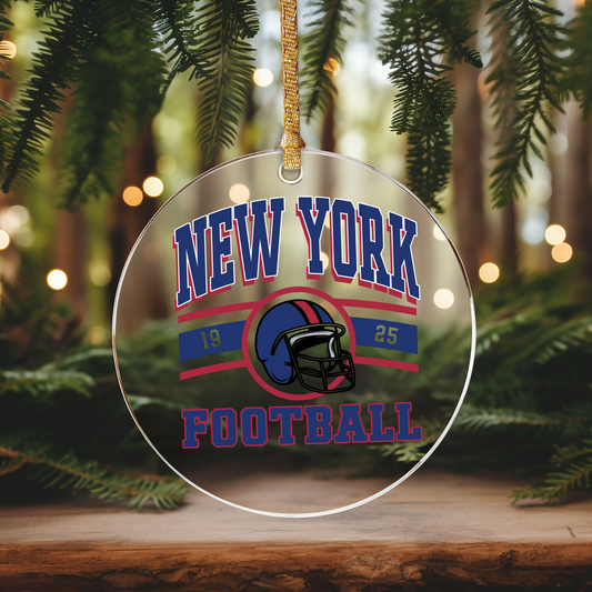 New York Football Ornament Size UV DTF DOUBLE SIDED