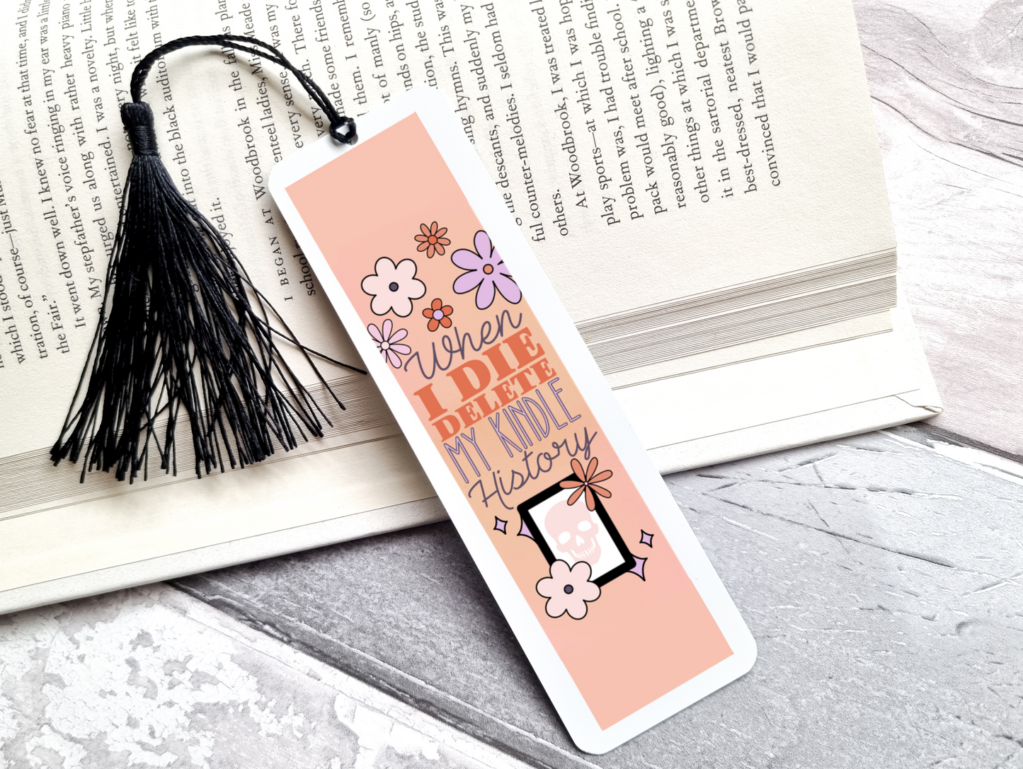 When I Die Delete My Kindle History UV DTF Bookmark DOUBLE SIDED