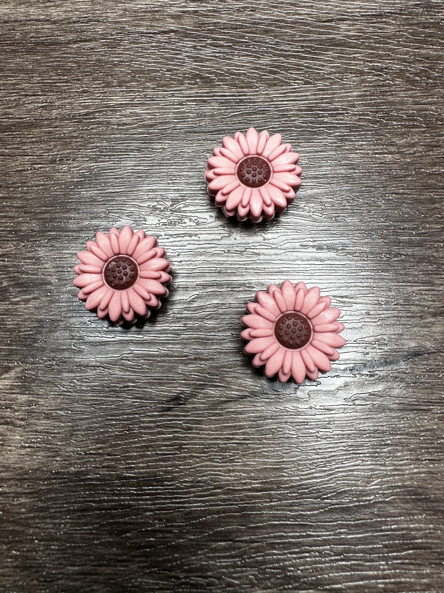 Mauve Pink Flower Focal Bead- Set of 3