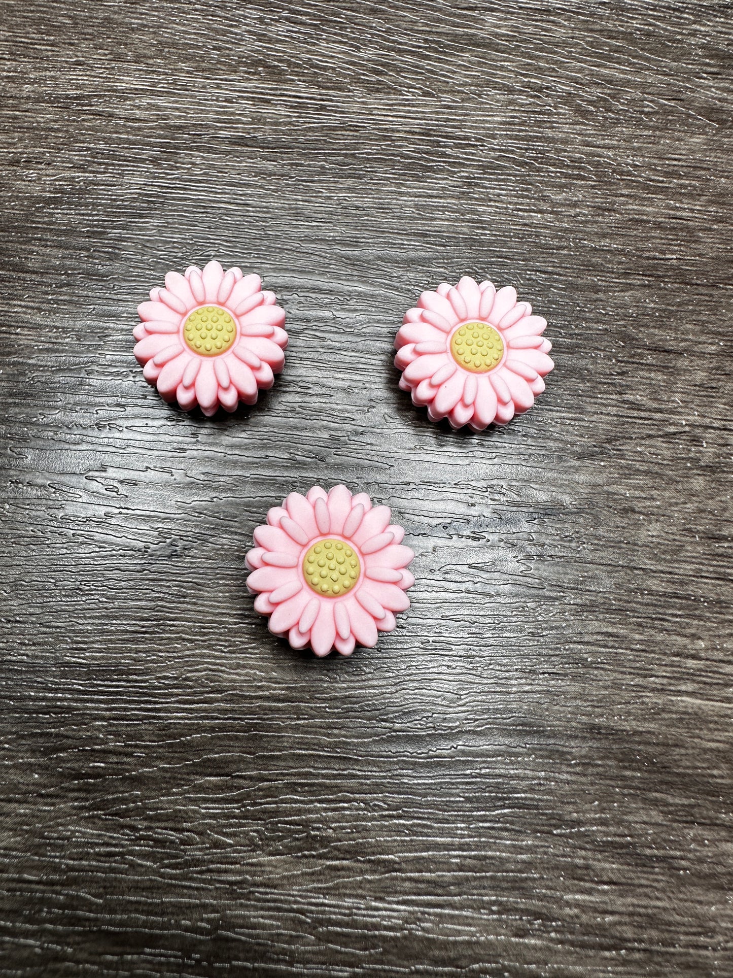 Pink Flower Focal Bead- Set of 3