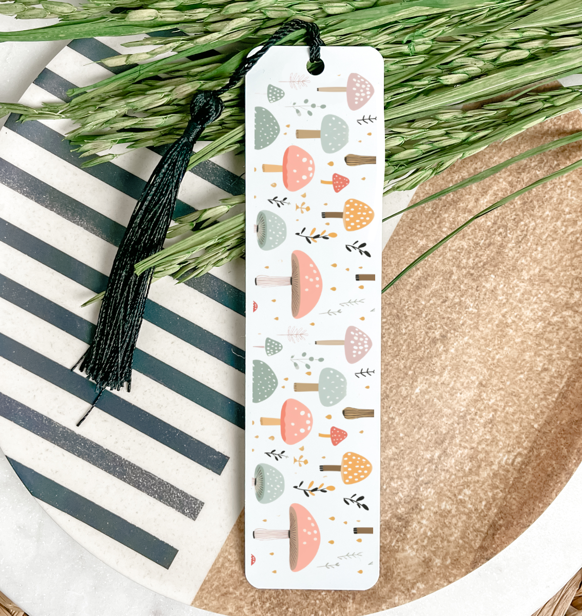 Pastel Mushrooms UV DTF Bookmark DOUBLE SIDED