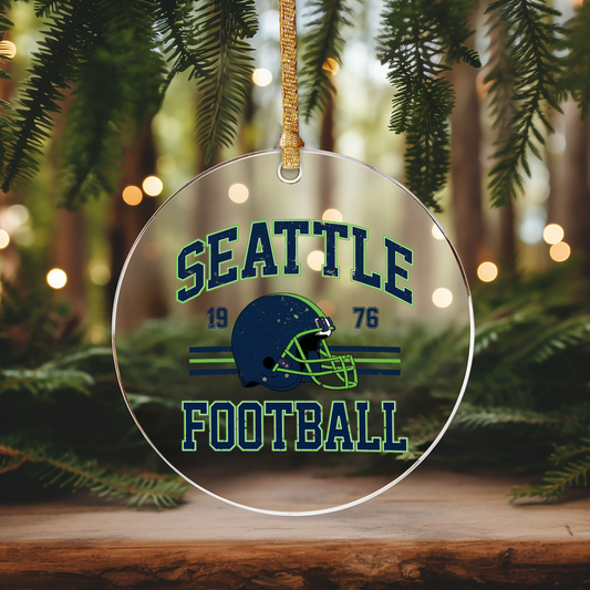 Seattle Football Ornament Size UV DTF DOUBLE SIDED