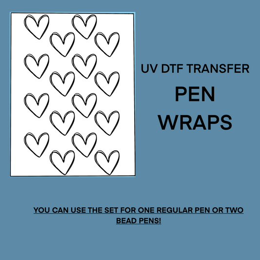 Black Hearts Pen Wrap UV DTF