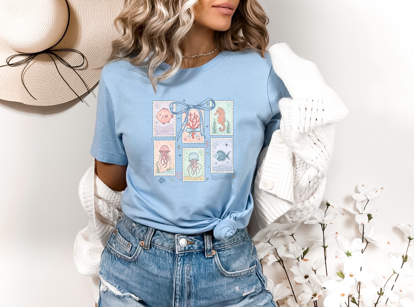 Blue Sea Life Stamps DTF TRANSFER