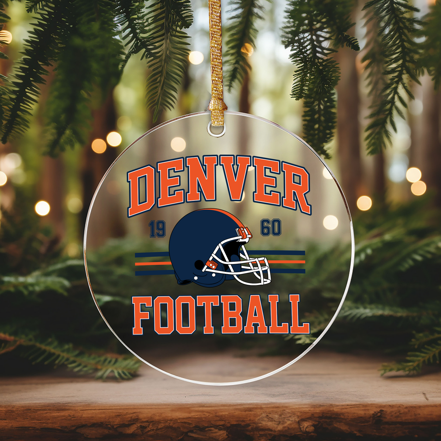 Denver Football Ornament Size UV DTF DOUBLE SIDED