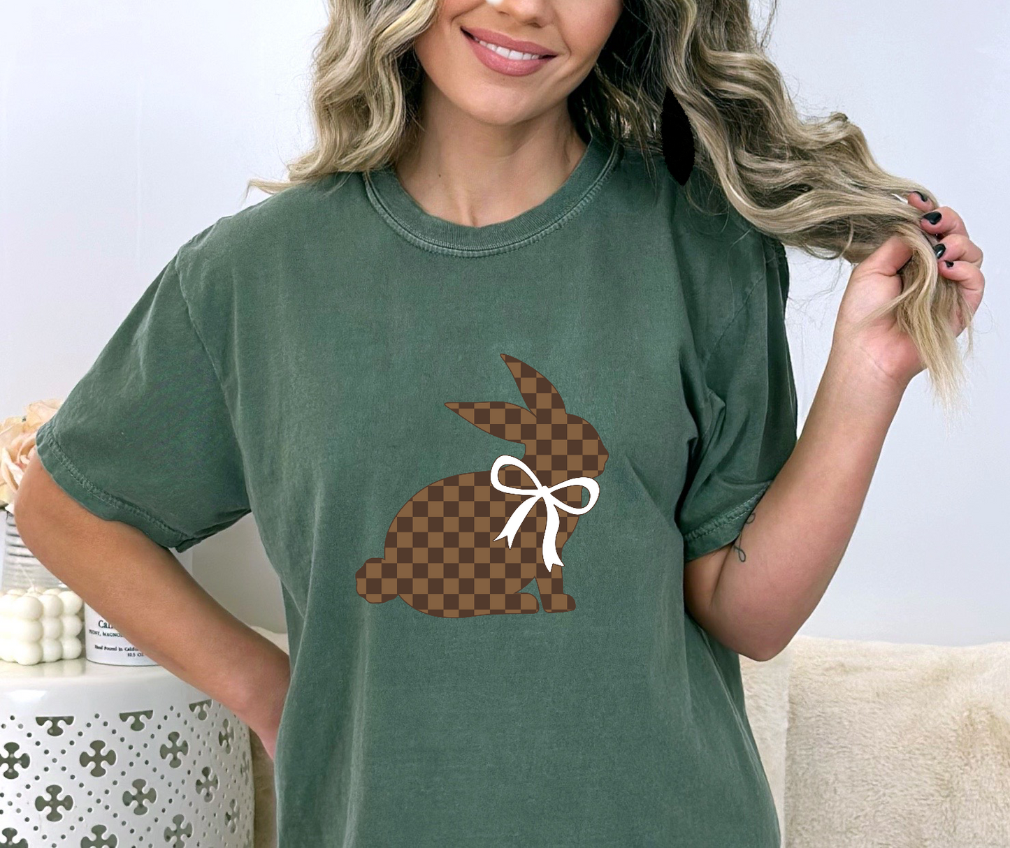 Brown Checkered Bunny DTF